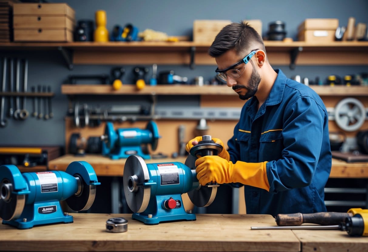 Mand med bænksliber